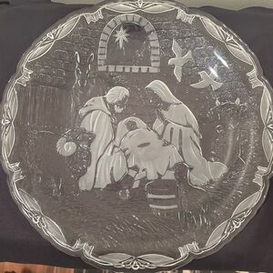 Mikasa Nativity Scene Glass Platter